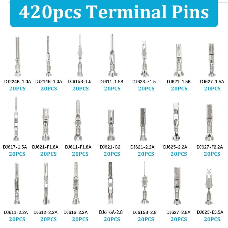 Seamaka720Pcs 21Type Car Electrical Wire Terminal Tool kit 1/1.5/1.8/2.2/2.8/3.5mm Connector Pins Terminal Removal Male Female Crimp Pins Non-Insulated Plug - Image 2
